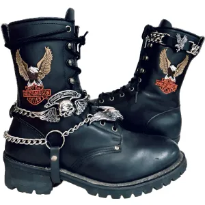 HARLEY-DAVIDSON Vintage Eagle Lace Up Biker Motorcycle Boots