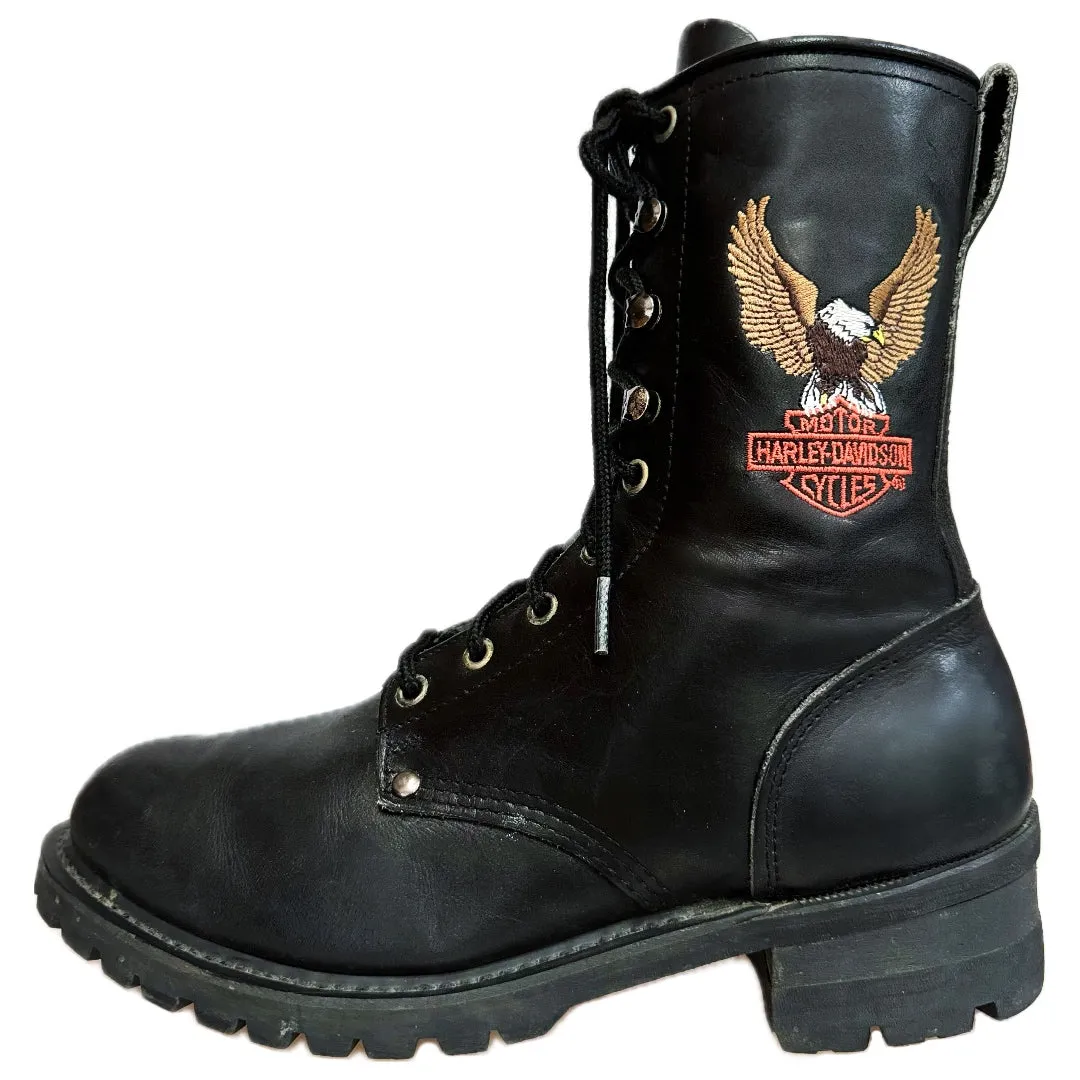 HARLEY-DAVIDSON Vintage Eagle Lace Up Biker Motorcycle Boots