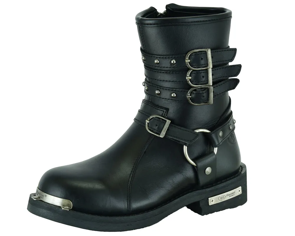 Harness Boot - Women's 9 Inch Black Triple Buckle Leather Harness Boot