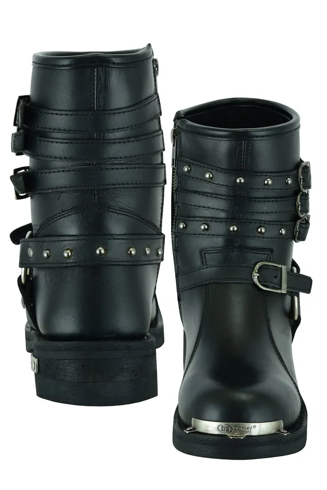 Harness Boot - Women's 9 Inch Black Triple Buckle Leather Harness Boot