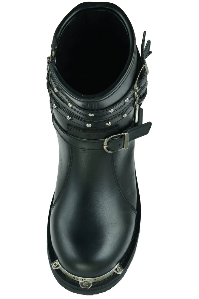 Harness Boot - Women's 9 Inch Black Triple Buckle Leather Harness Boot