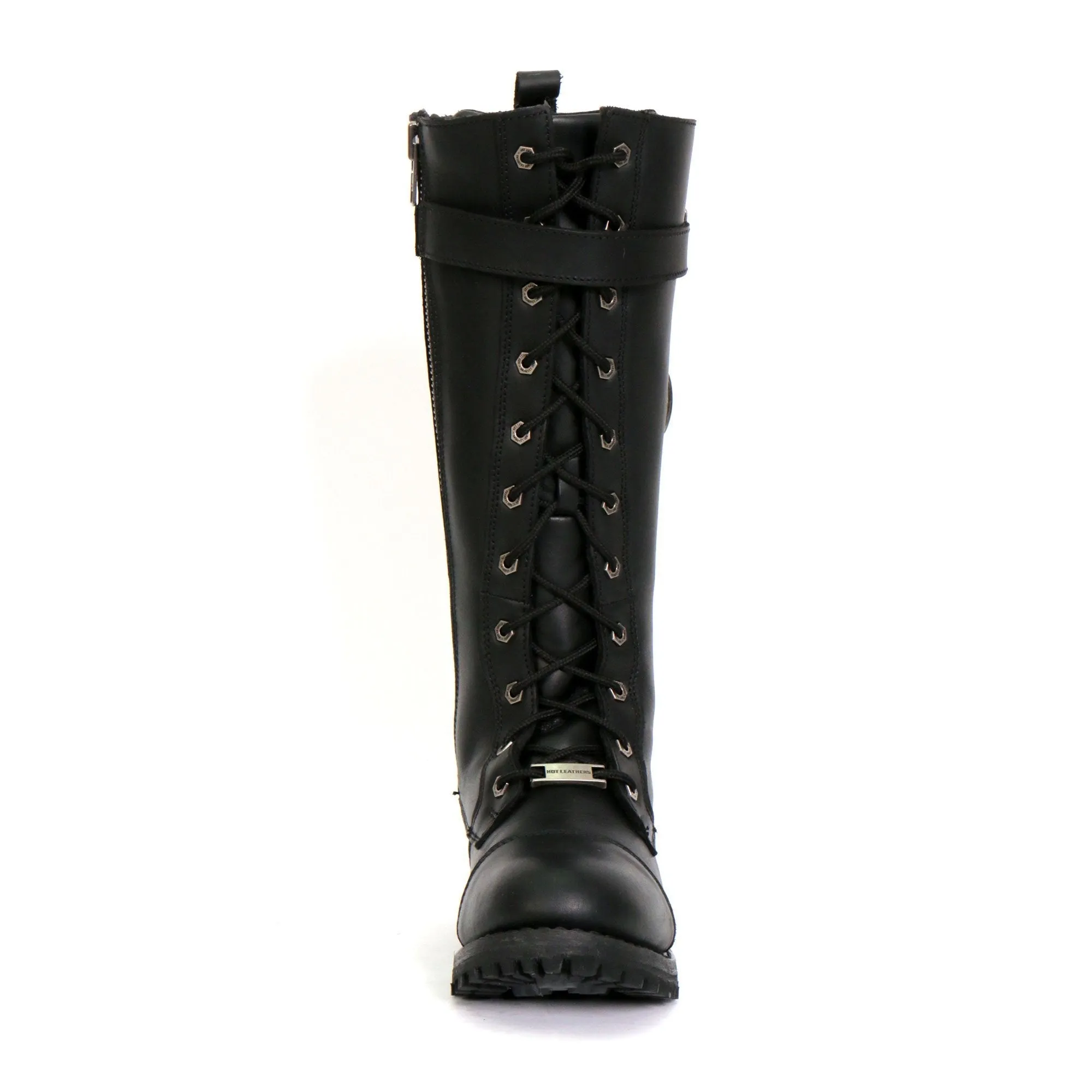 Hot Leathers BTL1005 Ladies 14-inch Black Knee-High Leather Boots with Side Zipper Entry