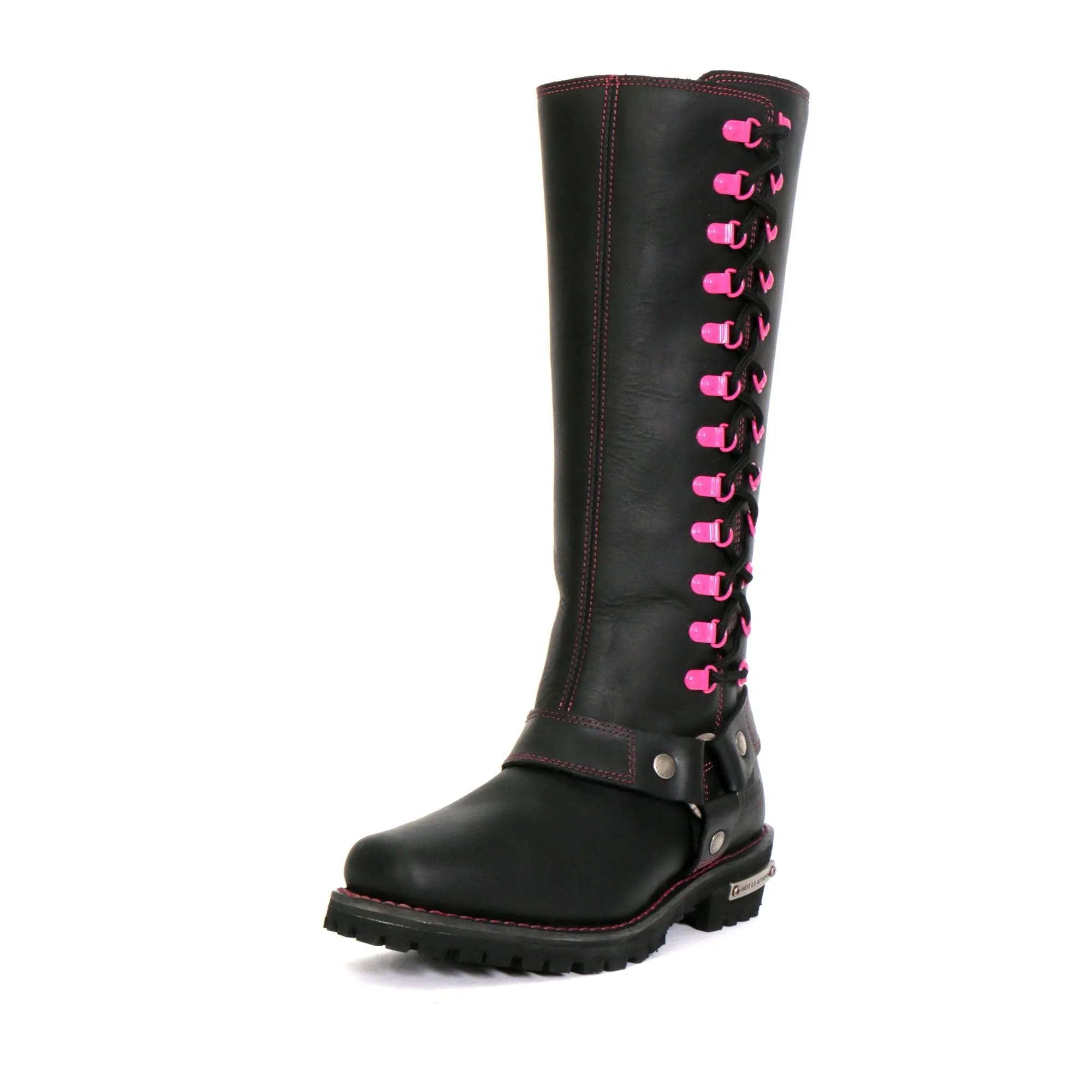 Hot Leathers BTL1006 Ladies 14-inch Black Knee-High Leather Boots with Side Zipper Entry