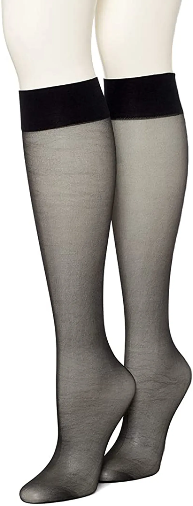 HUE womens Sheer Knee Hi Socks 2 Pair Pack