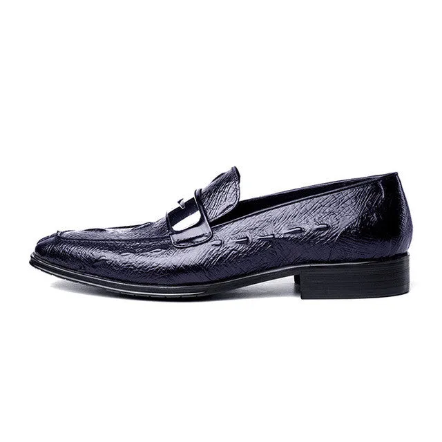 Italian Black Brown Tanned Slip on Shoes Men Loafers with Metal Detail