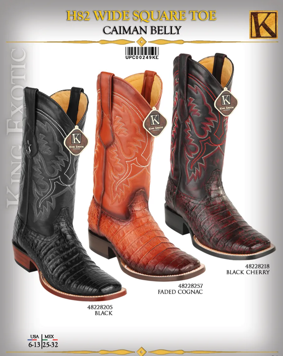 King Exotic Men's Square Toe Caiman Belly Cowboy Boots