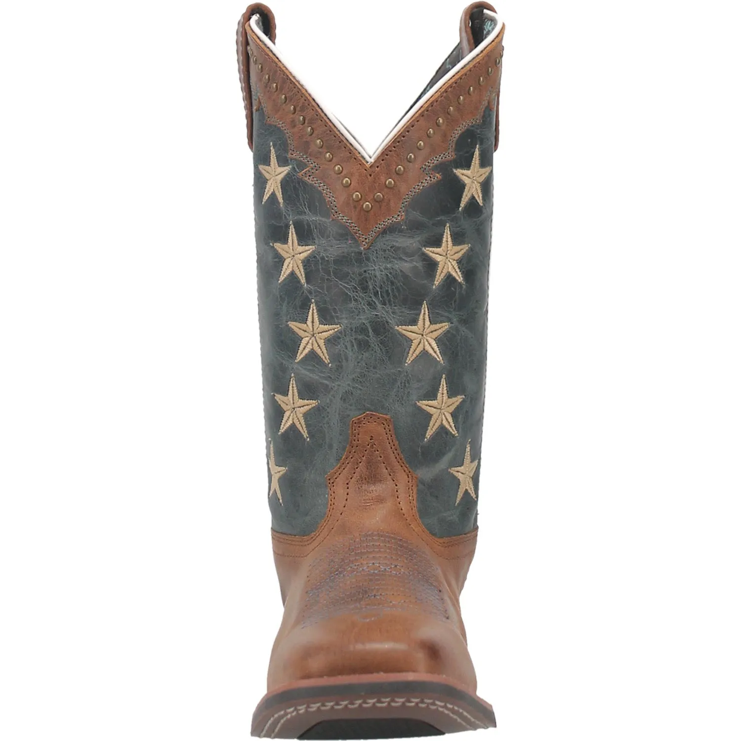 Laredo Womens Early Star Cowboy Boots Leather Tan/Blue Denim