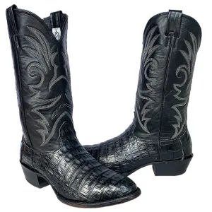 LARRY MAHAN Vintage Caiman Crocodile Black Cowboy Western Boots