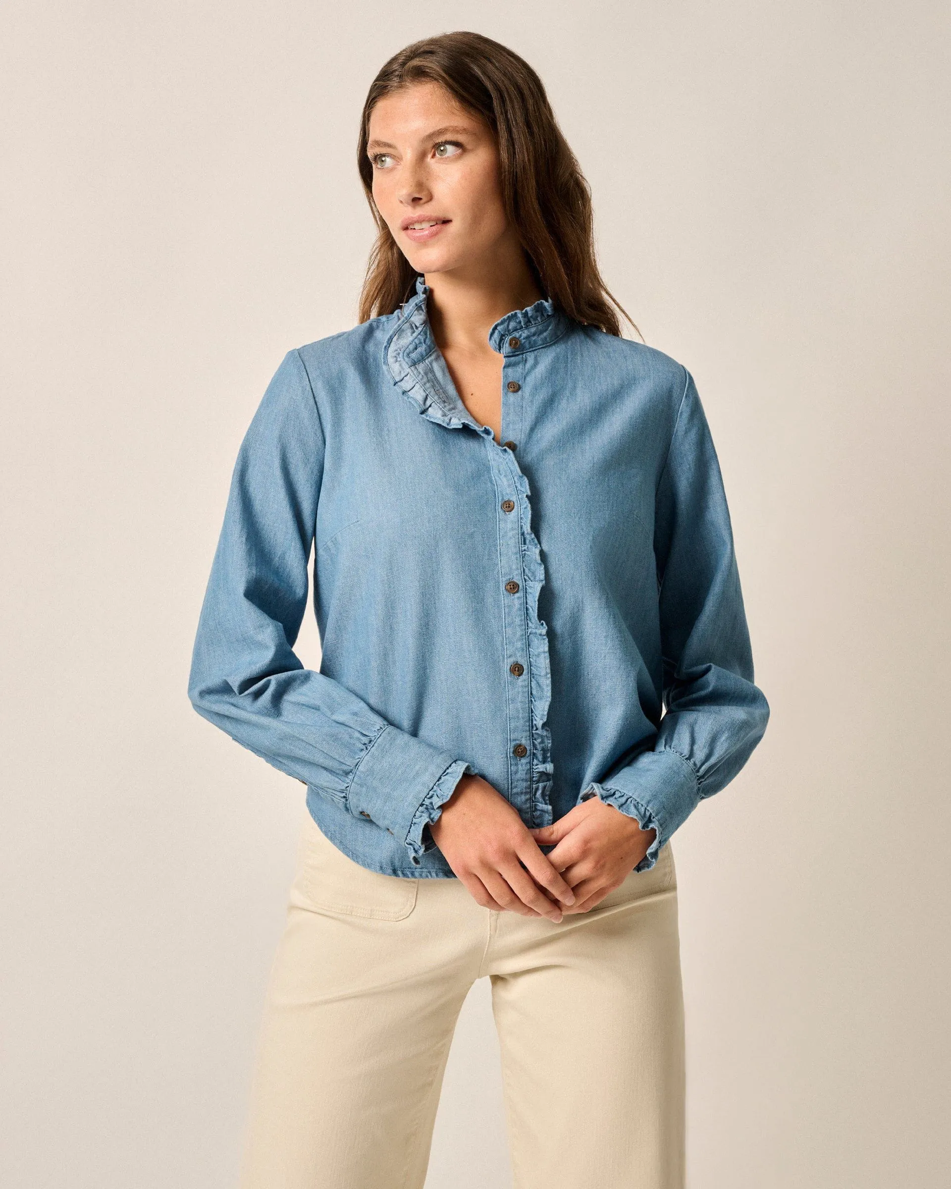 Layla Ruffled Chambray Blouse