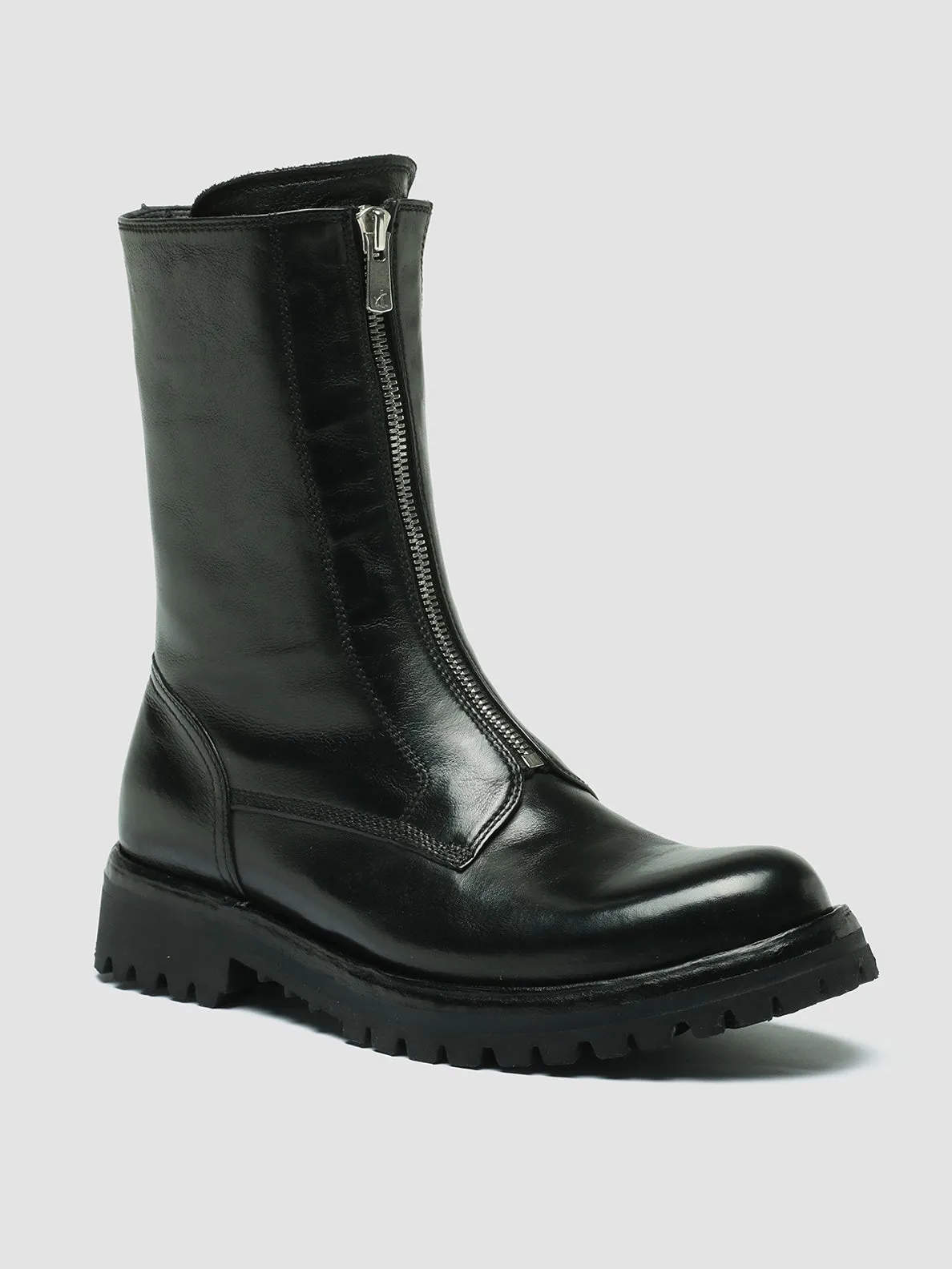 LORAINE 015 - Black Leather Zip Boots