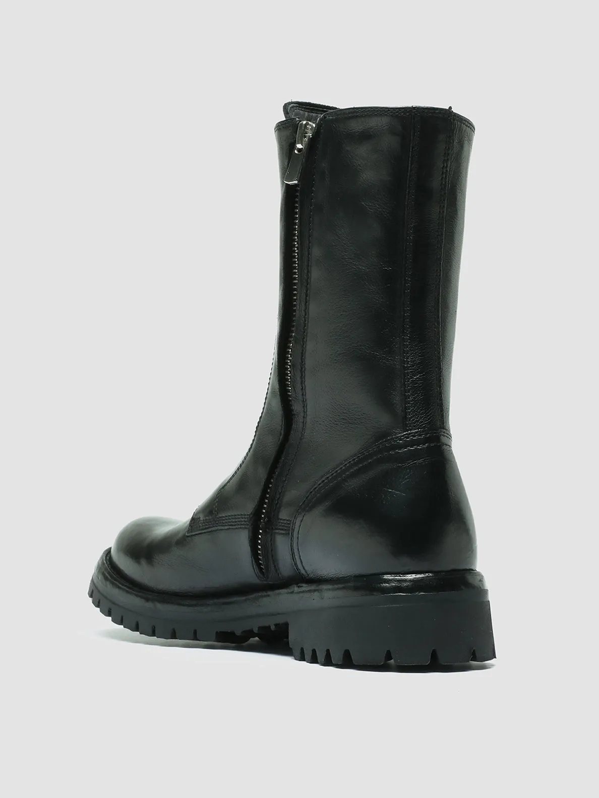 LORAINE 015 - Black Leather Zip Boots