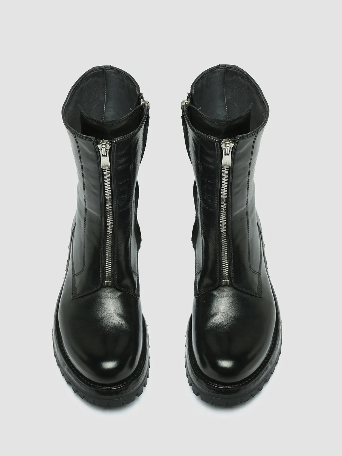 LORAINE 015 - Black Leather Zip Boots