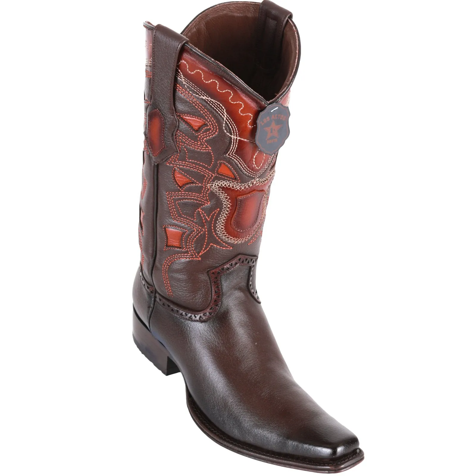 Los Altos Men's Grisly European Toe Cowboy Boots - Faded Brown