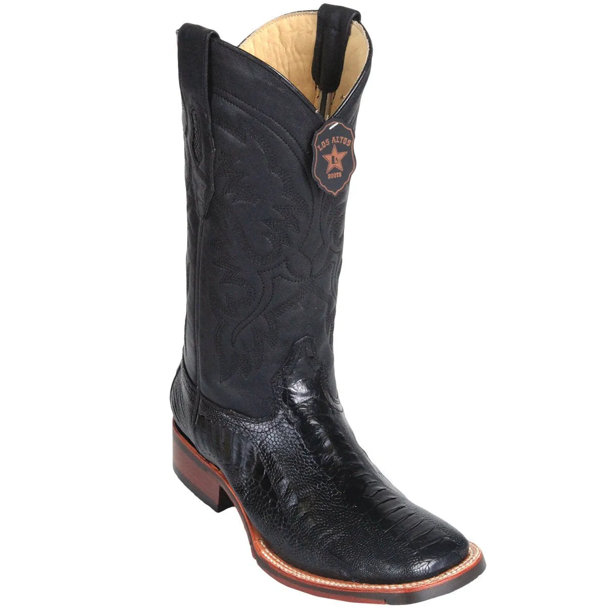 Los Altos Men's Ostrich Leg Square Toe Cowboy Boots