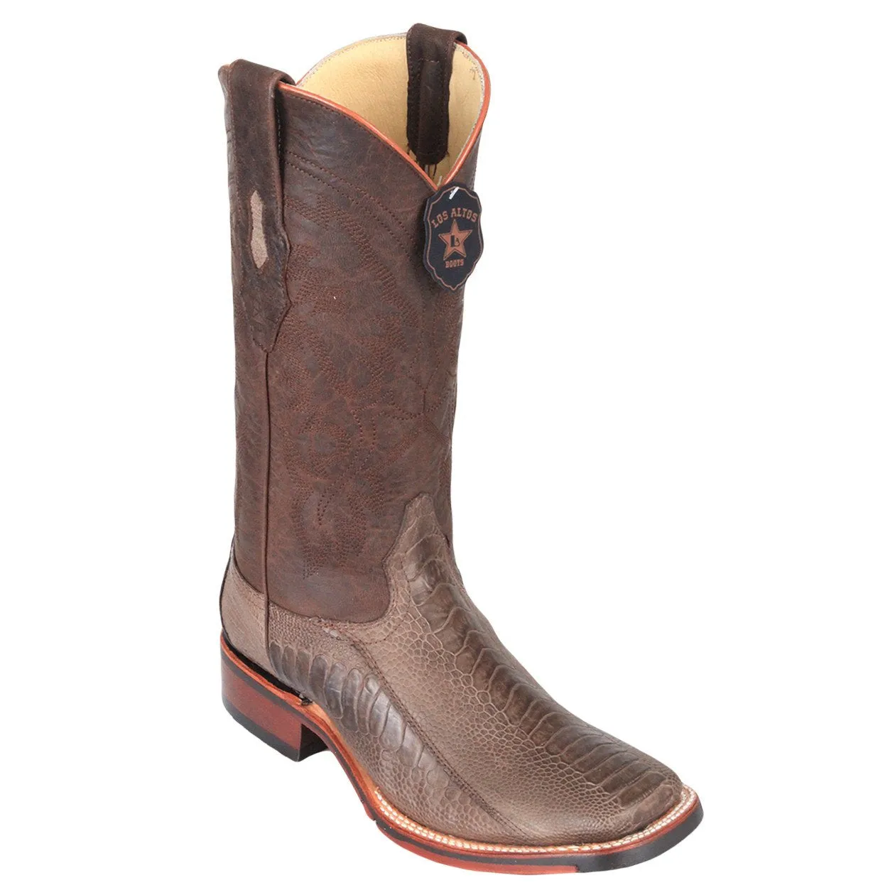 Los Altos Men's Ostrich Leg Square Toe Cowboy Boots