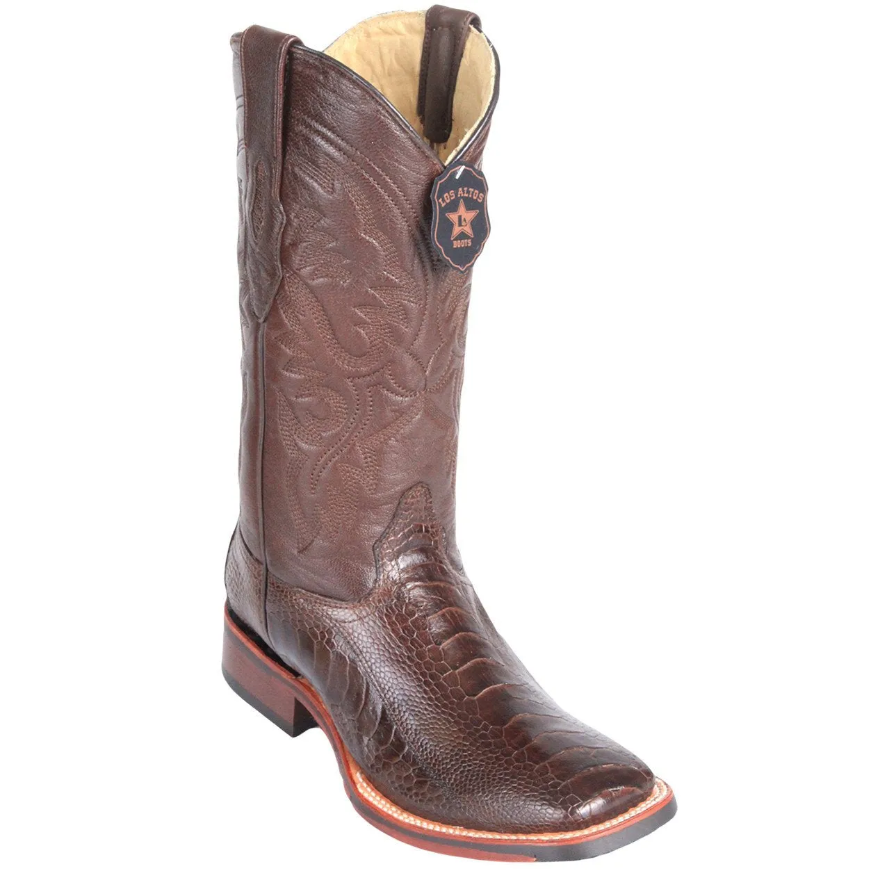 Los Altos Men's Ostrich Leg Square Toe Cowboy Boots