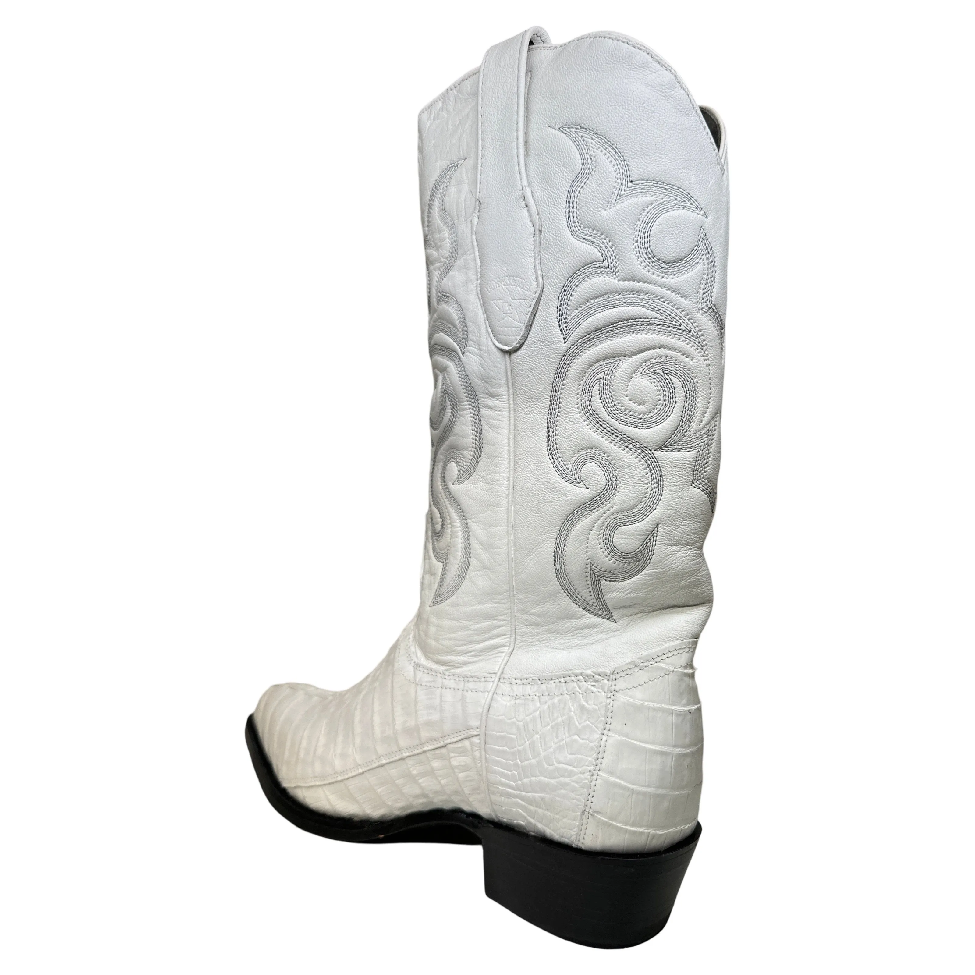 Los Altos Whtie Caiman Tail Pointed Toe Cowboy Boots