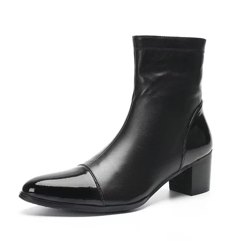 LuxeCroc Texture Leather Ankle Boots