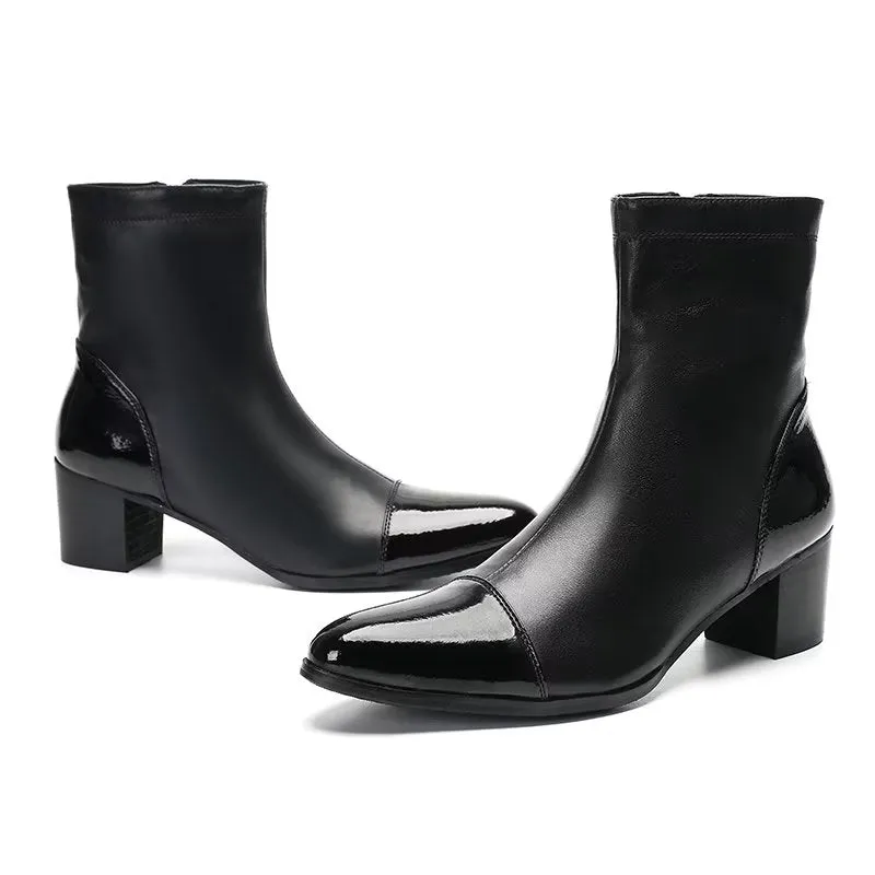 LuxeCroc Texture Leather Ankle Boots