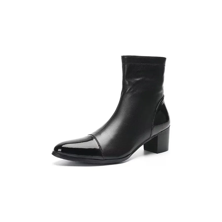 LuxeCroc Texture Leather Ankle Boots