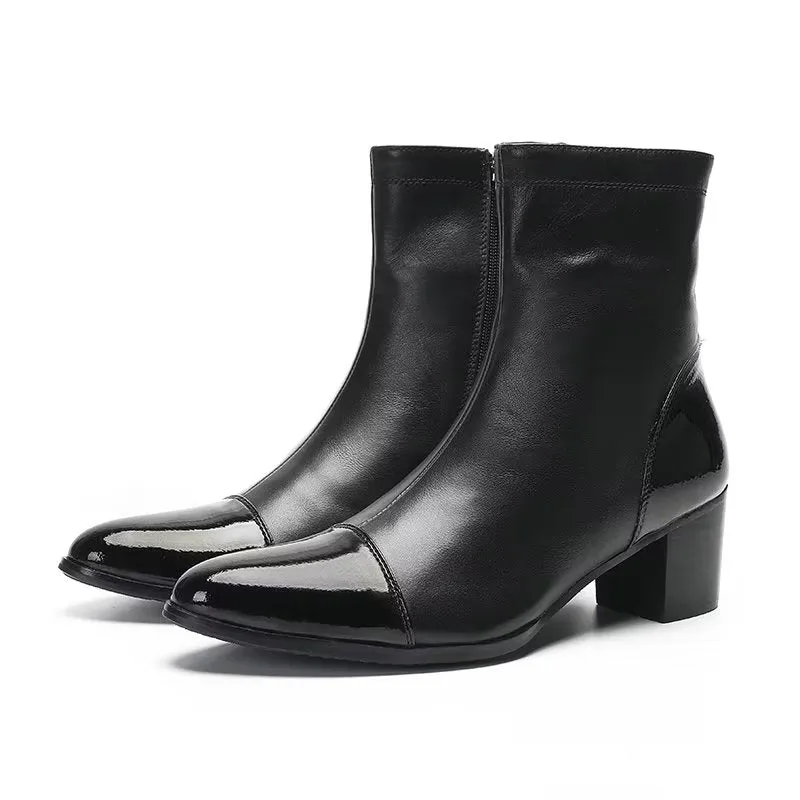 LuxeCroc Texture Leather Ankle Boots