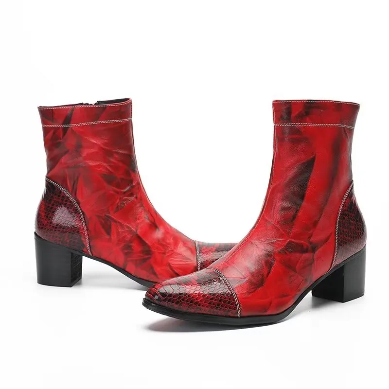 LuxeCroc Texture Leather Ankle Boots