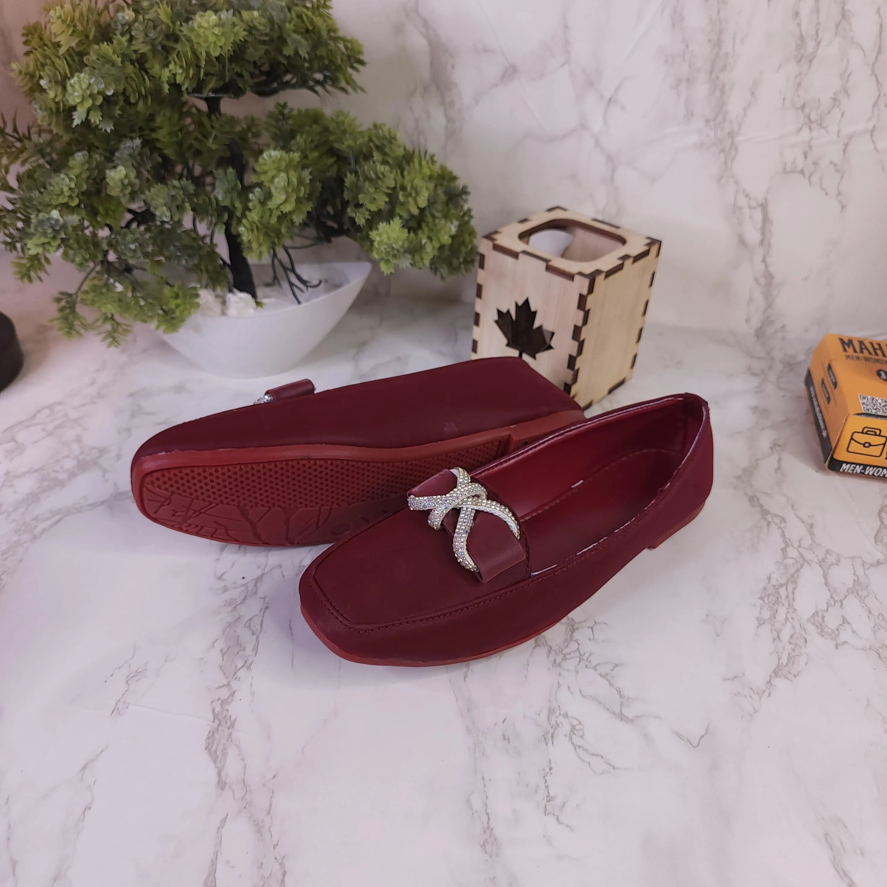 Maroon Buckle Loafers