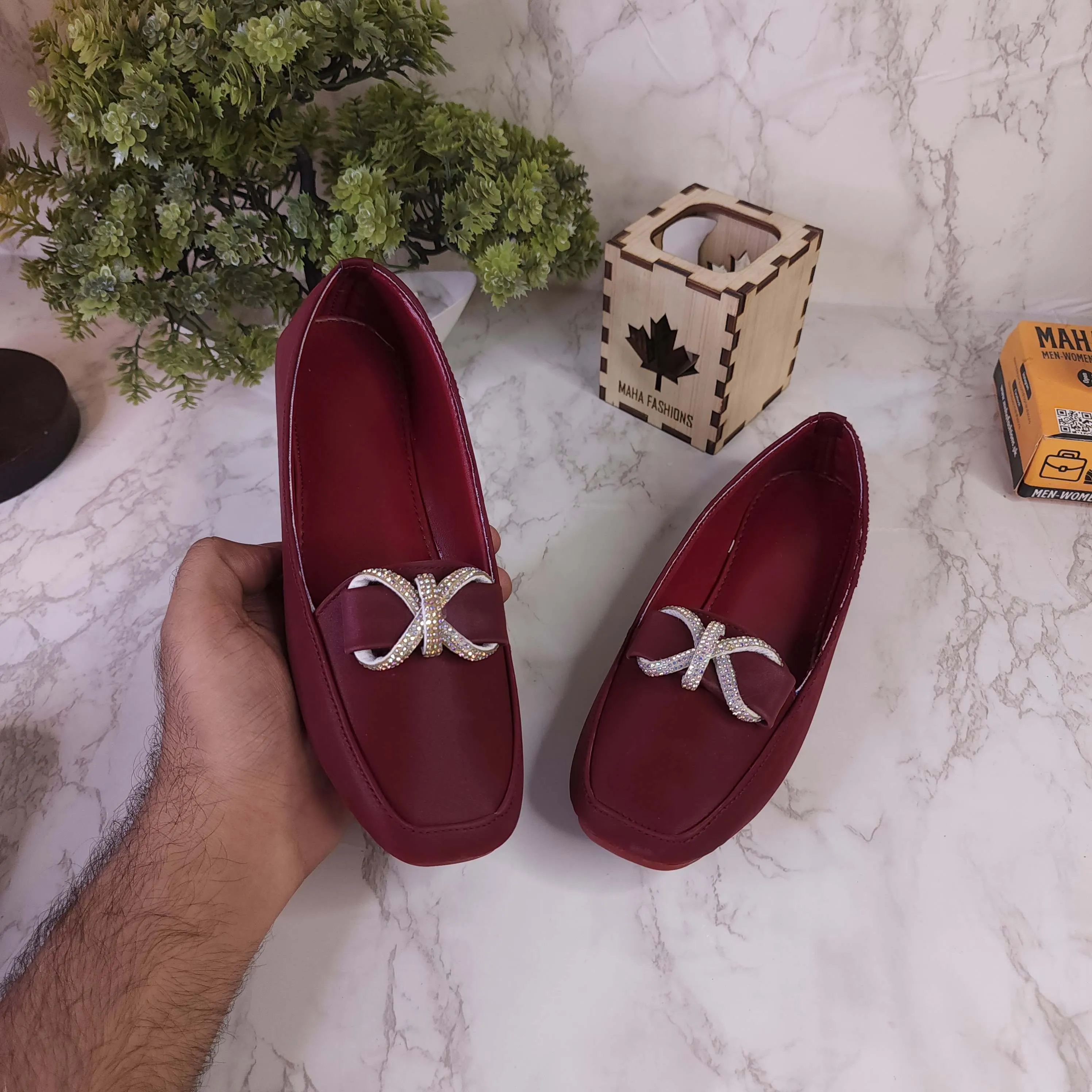 Maroon Buckle Loafers