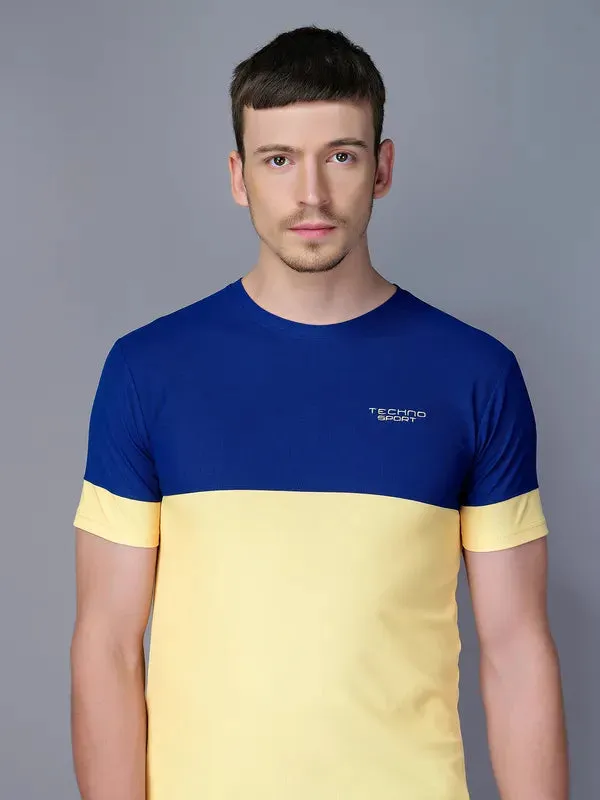 Men Colorblock Slim Fit Crew Neck T-shirt with TECHNO GUARD