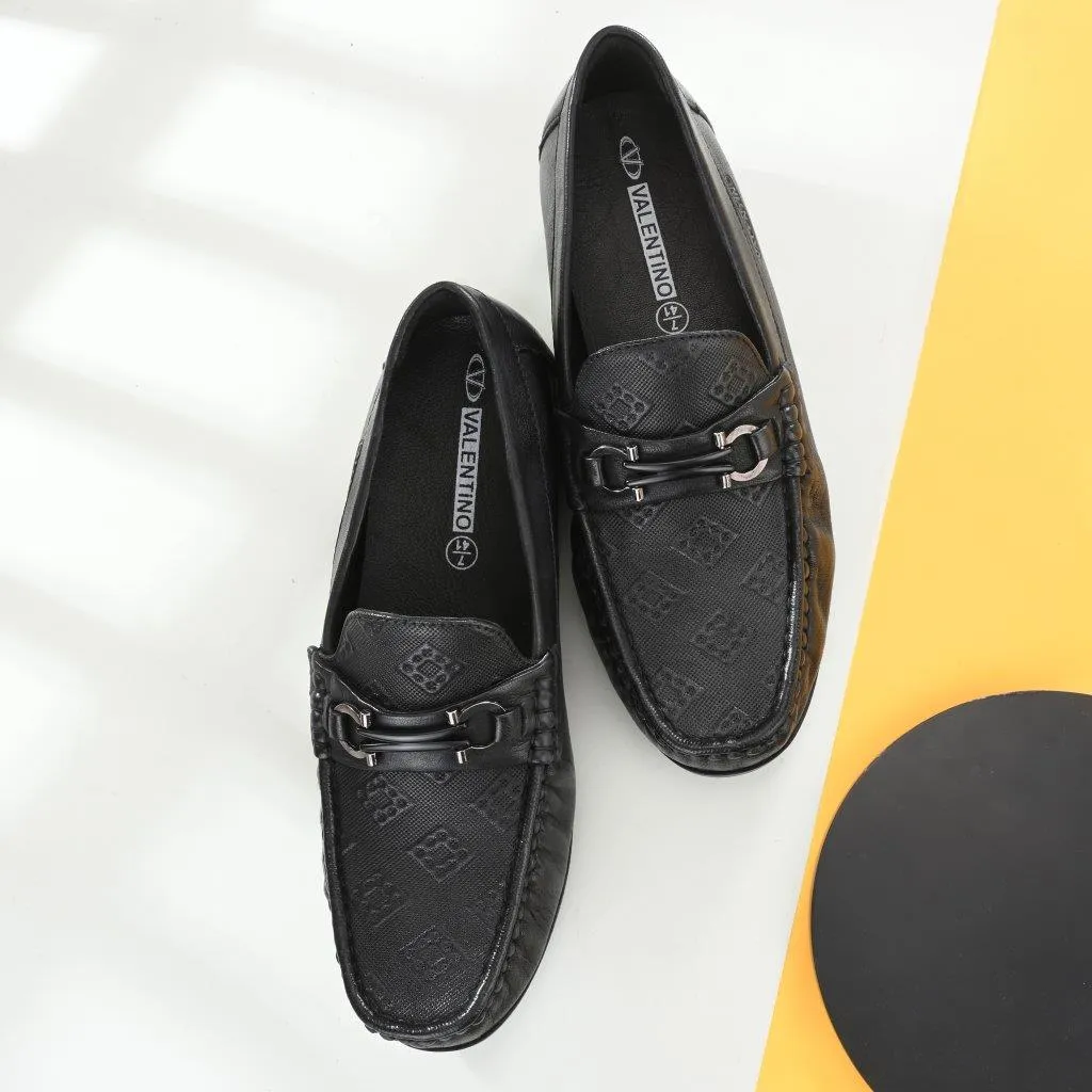 Men Premium Leather Black Casual Slip On Shoe (Maik-02)