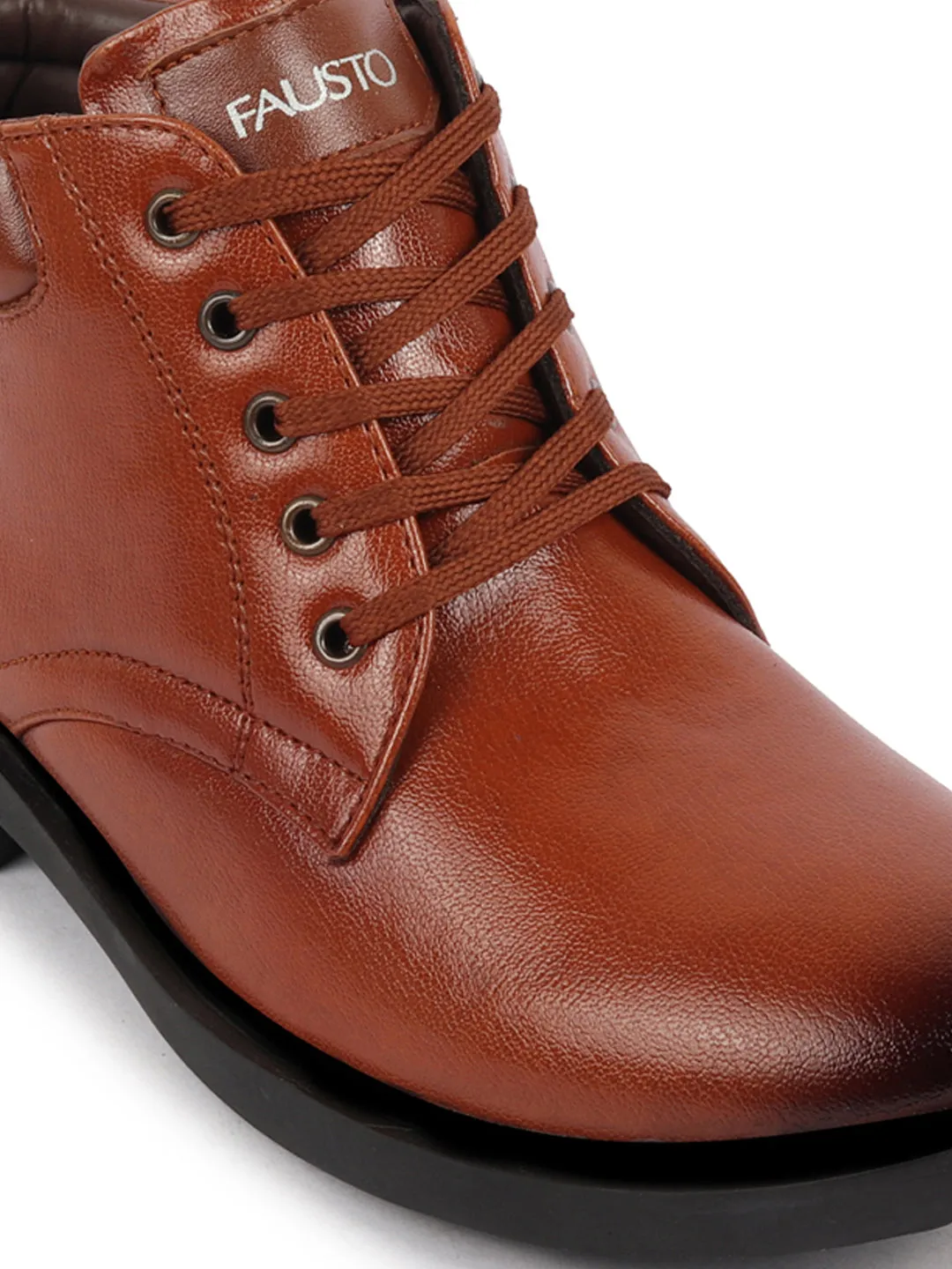 Men Tan Mid Top Fashion Lace-Up Outdoor Biker Chukka Boots