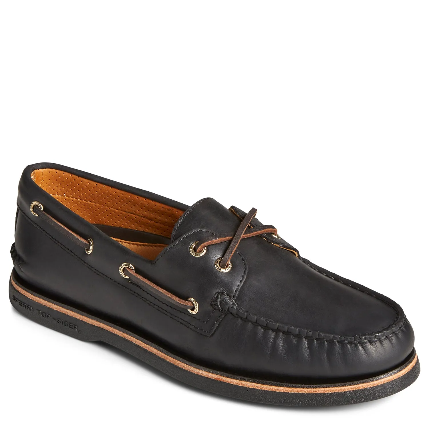 Men's Gold Cup Authentic Original Burnished Boat Shoe Black (STS25825)