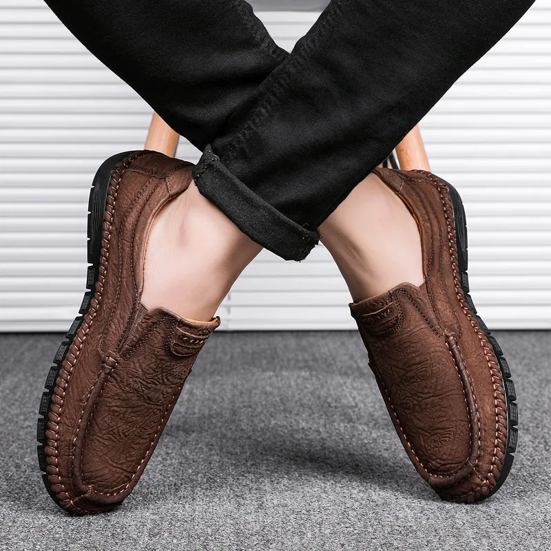 Men's Leather Moccasins Shoes Pumps Slip on Loafers | 88138