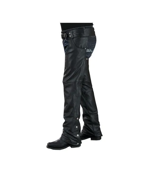 Mens Leather Motorcycle Chaps 1101T