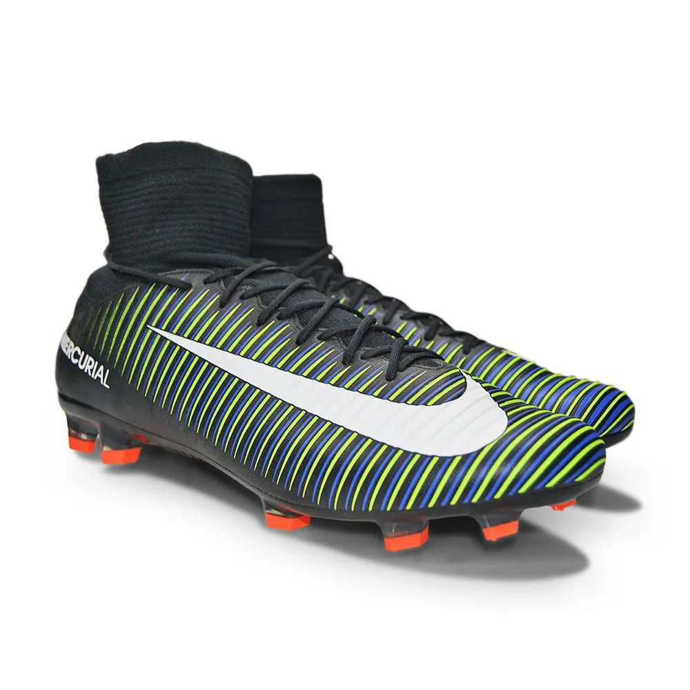 Mens Nike Mercurial Veloce III DF FG - 831961 013 - Black White Electric Green