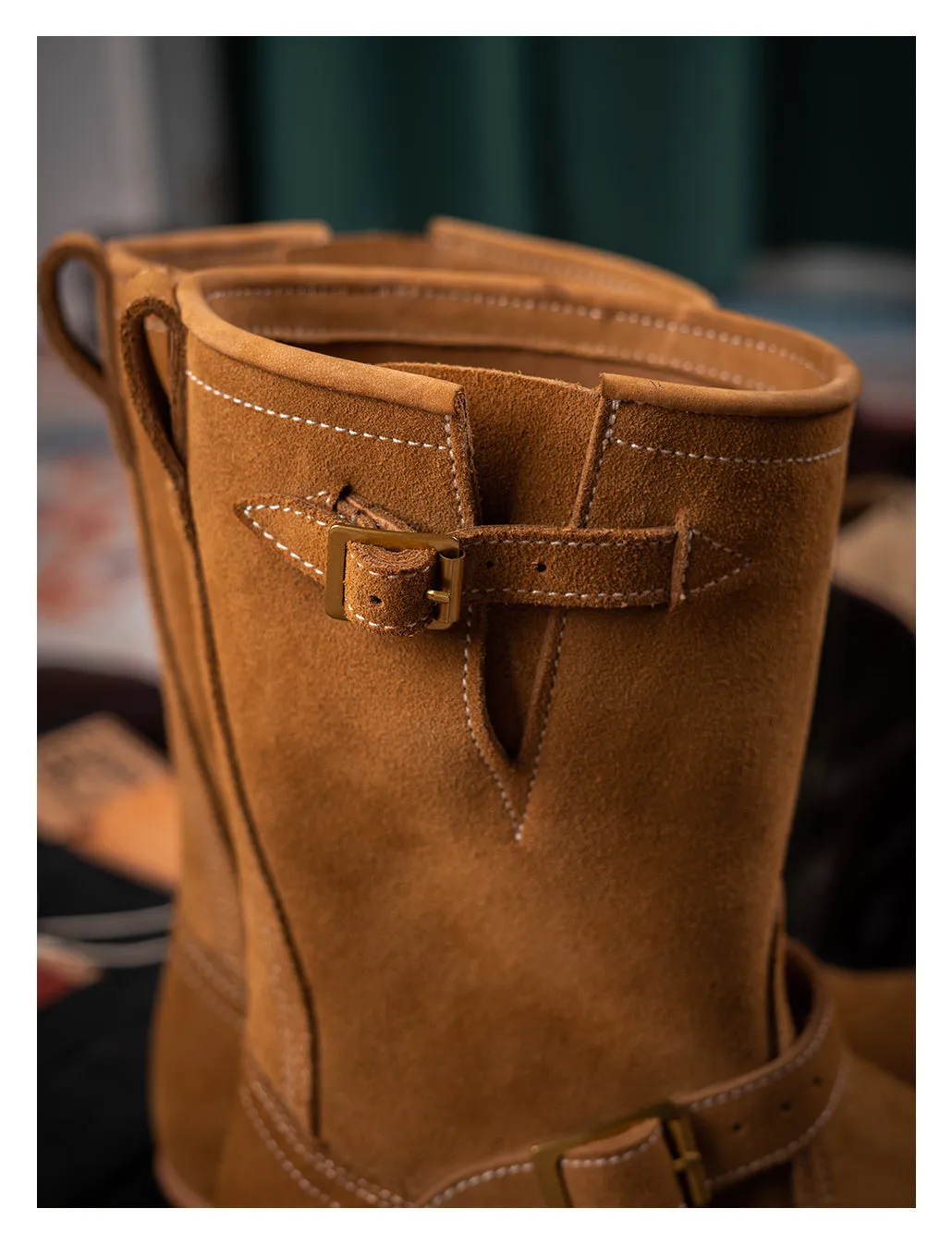 Men's Suede Engineer Motorcycle Boots