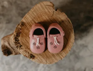 Mia Pink Leather Moccasins