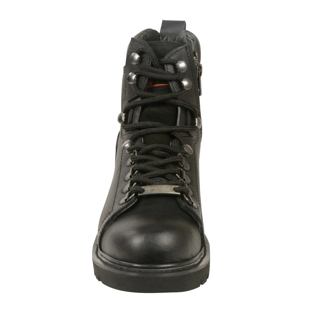 Milwaukee Leather MBL200 Women's Black Leather Lace-Up Motorcycle RiderBoots w/Side Zipper