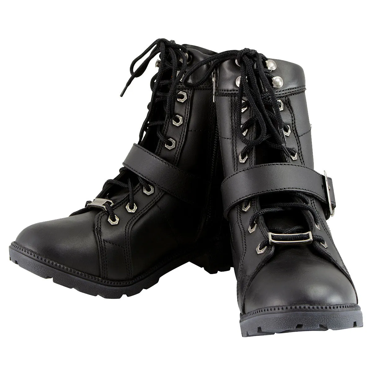 Milwaukee Leather MBL9325 Women's Premium Black Lace-Up Classic