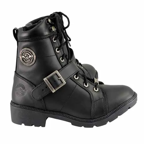 Milwaukee Leather MBL9325W Women's Premium Black Leather Lace-Up