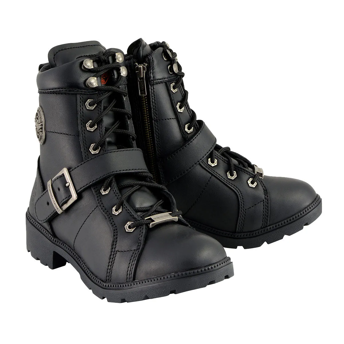 Milwaukee Leather MBL9325W Women's Premium Black Leather Lace-Up