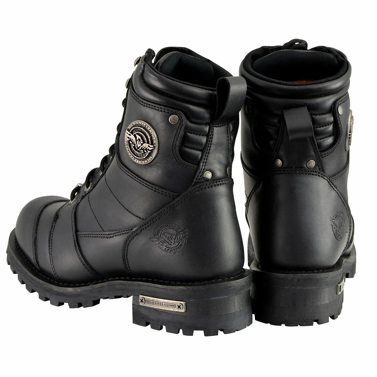 Milwaukee Leather MBM9030W Men's Black 'Wide-Width' 8-inch Lace-Up Classic Logger Boots