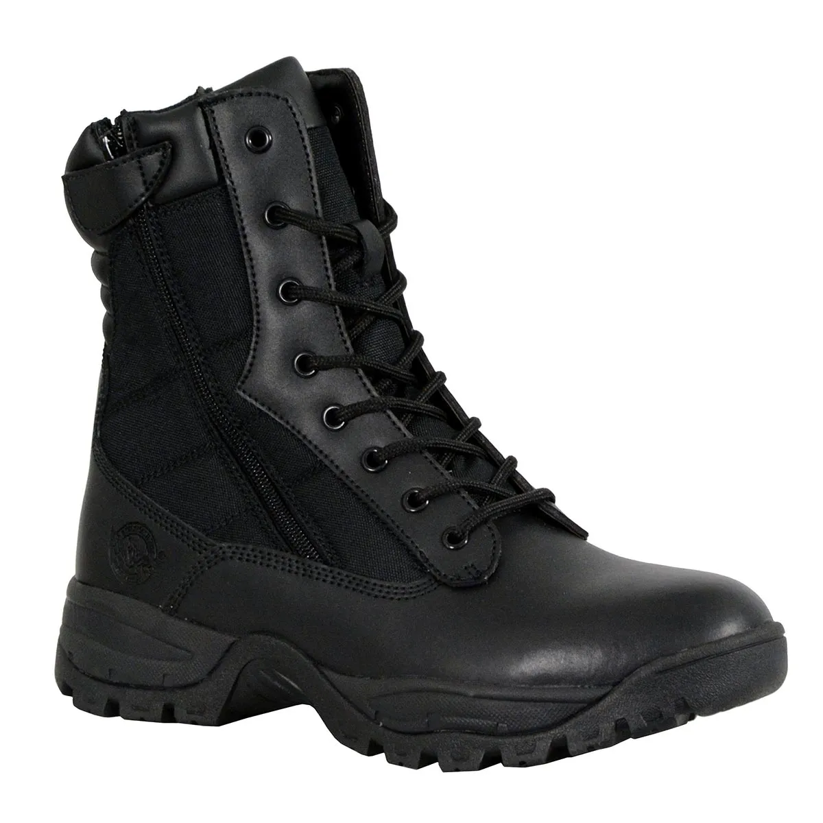 Milwaukee Leather Men's 9-Inch Black Leather Lace-Up Tactical Motorcycle Boots w/ Side Zipper MBM9110