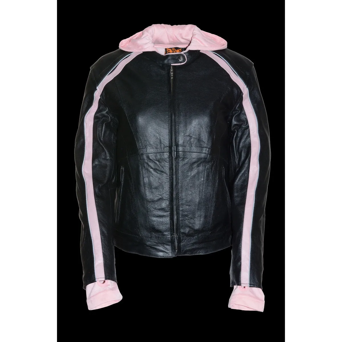 Milwaukee Leather SH1951 Women's Black and Pink Striped Leather Jacket