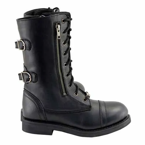 Milwaukee Leather Women's Graze Black Leather Lace-Up Motorcycle Boots