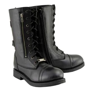 Milwaukee Leather Women's Graze Black Leather Lace-Up Motorcycle Boots