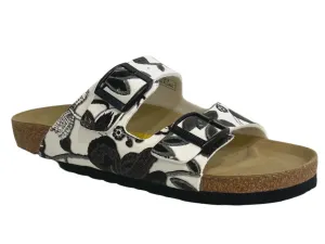 Neckermann Double Bar Shoe Black and White Floral