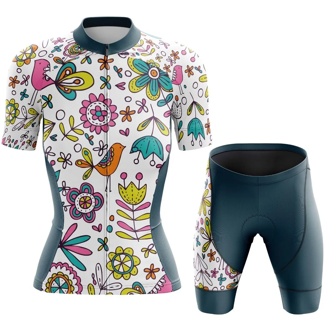 NEW! Whimsy Blooms | Women's Short Sleeve Cycling Set