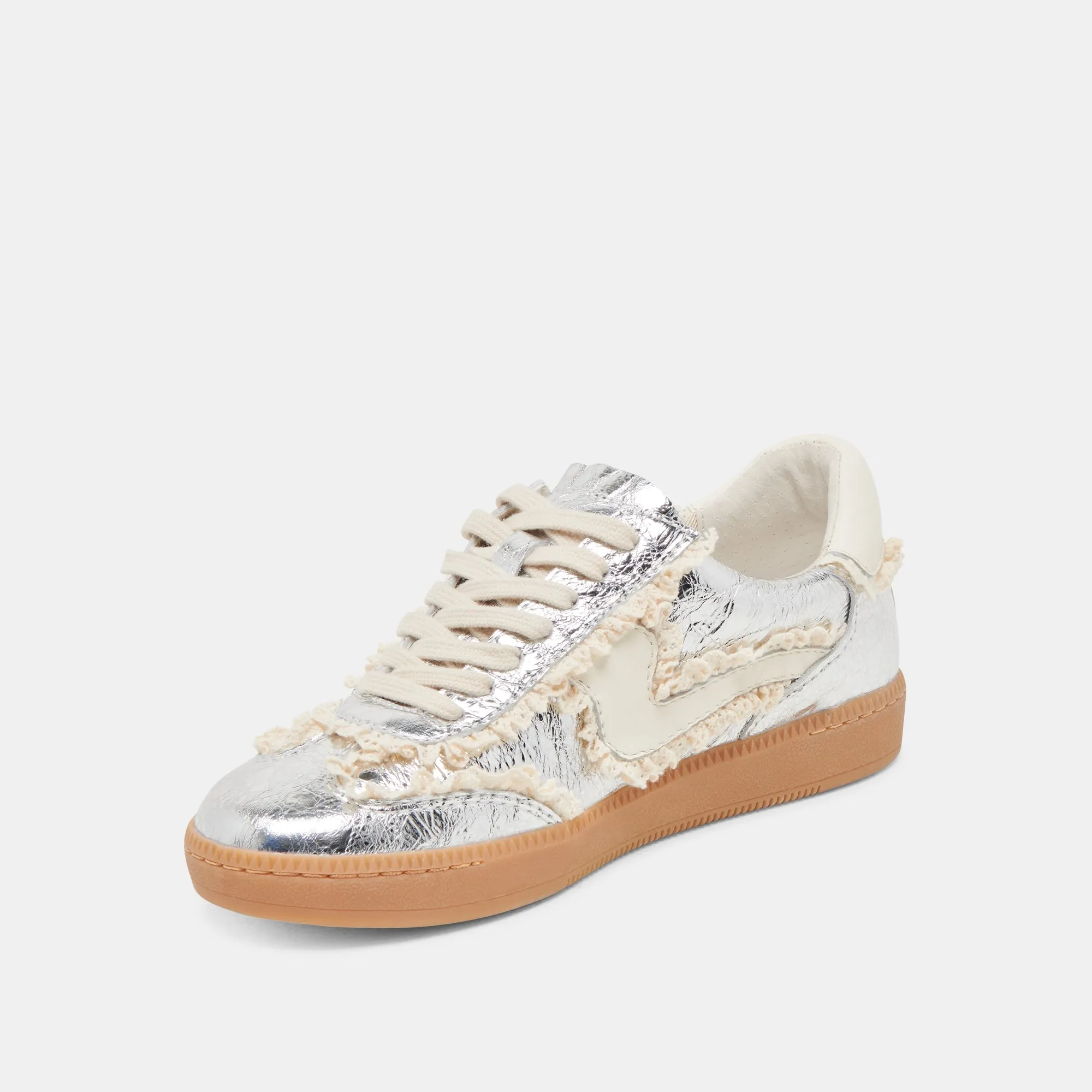 NOTICE LACE SNEAKERS SILVER DISTRESSED LEATHER