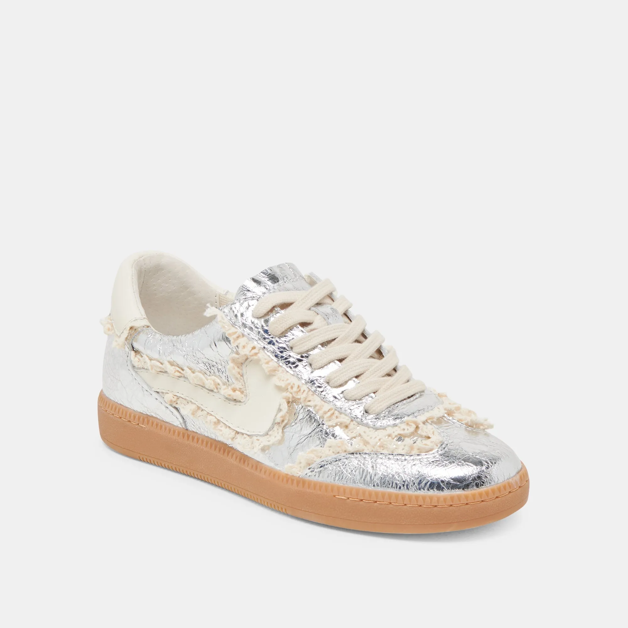 NOTICE LACE SNEAKERS SILVER DISTRESSED LEATHER